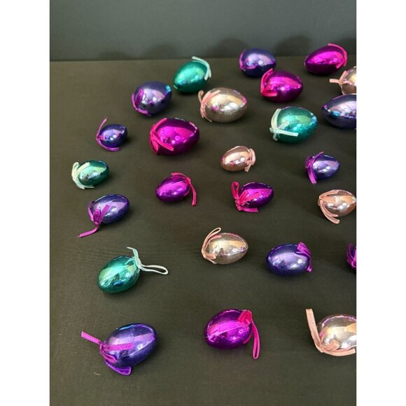 Easter Egg Ornaments Vintage Metallic Decorations Hanging Holiday Tree Fiesta 50 - Picture 3 of 5